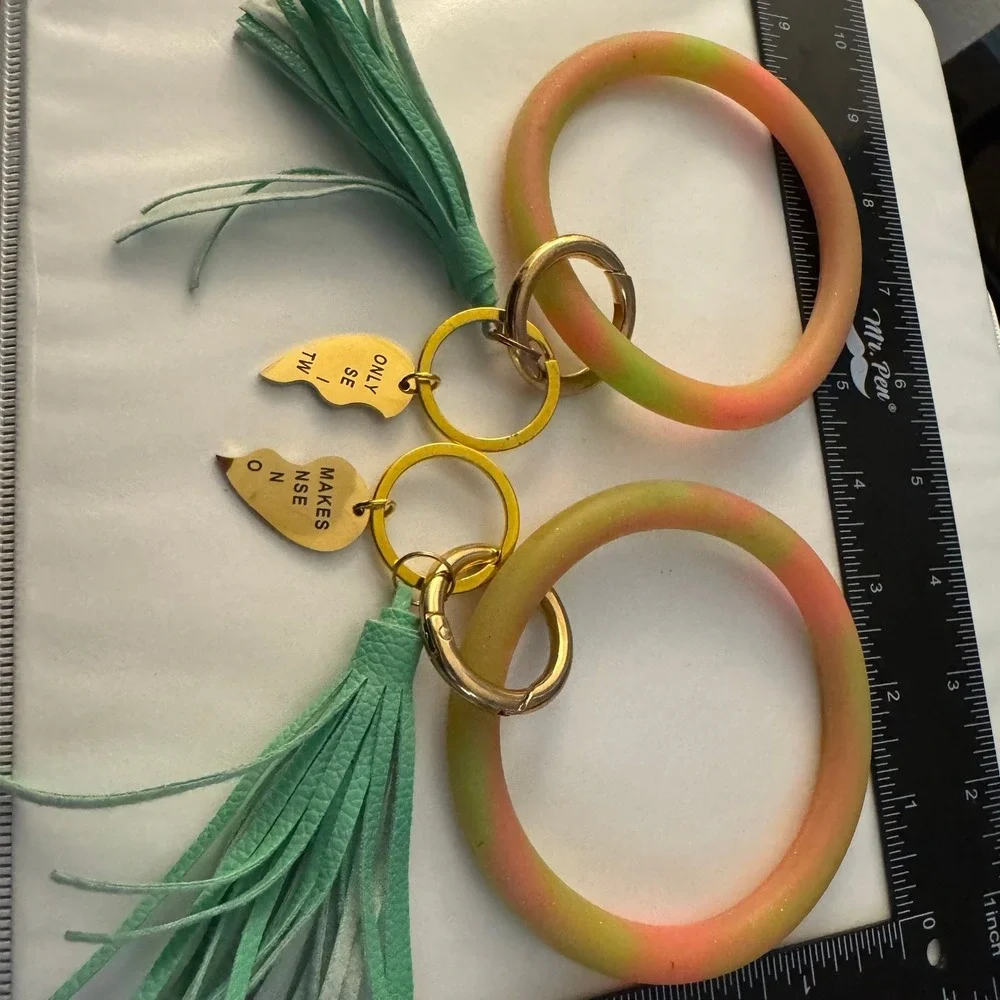 Bangle Key Ring‎ Bracelet Set Only Someone Makes Two Whole Gold Teal Tassel
